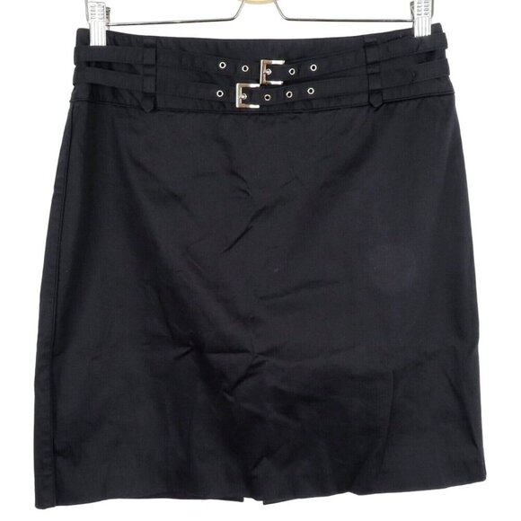 Valerie Stevens 10P Petite 10 Double Skinny Belt Black Pencil Straight Skirt - Picture 1 of 9